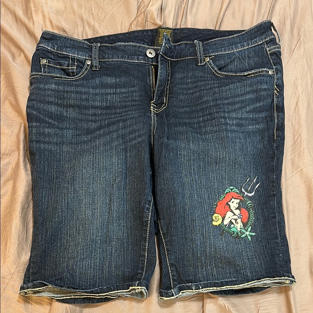 Little Mermaid Ariel Denim Long Shorts